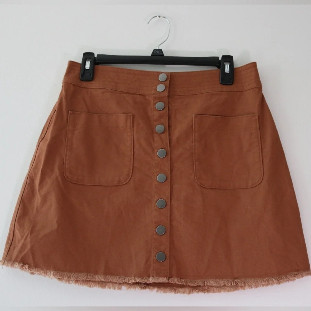 Madewell High Waist Snap Mini Skirt in Rust Brown Womens Size 6 Preppy Y2K